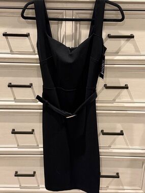 White House Black Market Black Sleeveless Fitted Mini Dress with Belt